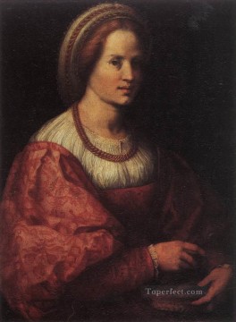 スピンドルのバスケットを持つ女性の肖像 ルネッサンス マンネリズム アンドレア デル サルト Oil Paintings